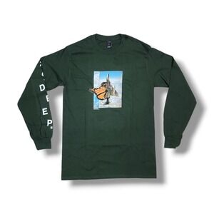 10 Deep Duality Forest Green 100% Cotton Long Sleeve T-Shirt Men's S USA Made